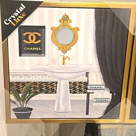Crystal Luxe Bath Time With Chanel 2-PC Framed Canvas Wall Decor - Picture 6 of 10